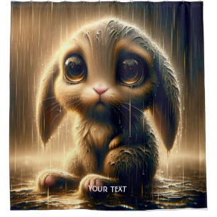 Rideaux De Douche Imaginaire Mignonne Pluie De Lapin Triste