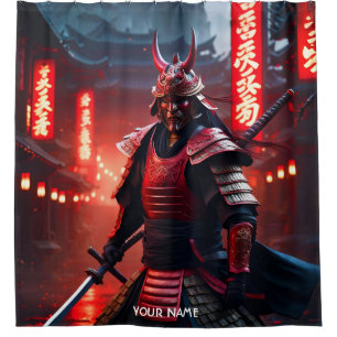 Rideaux De Douche Imaginaire Mignonne Vivid Samurai En Rouge
