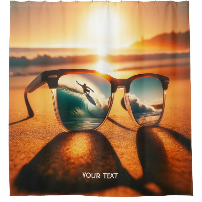 Rideaux De Douche Imaginaire Mignonnes Lunettes Plage de coucher de  (Devant)