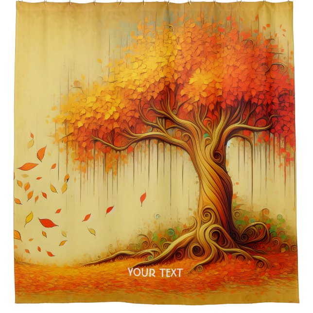 Rideaux De Douche Imaginaire Orange Chute Arbre (Devant)