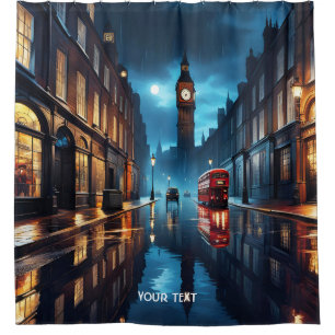 Rideaux De Douche Imaginaire Soirée Mignonne Londres Pluie
