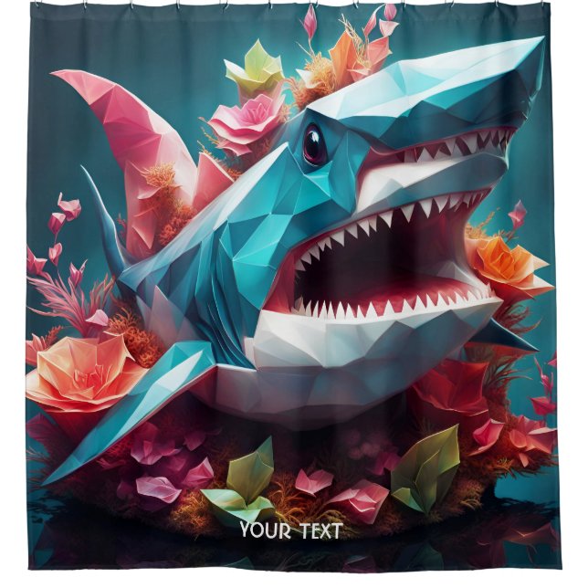 Rideaux De Douche Imaginaire Vive Verre Origami Requin (Devant)