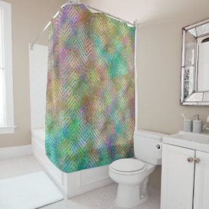 Rideaux De Douche Impression à motif chevron de lumières arc-en-ciel