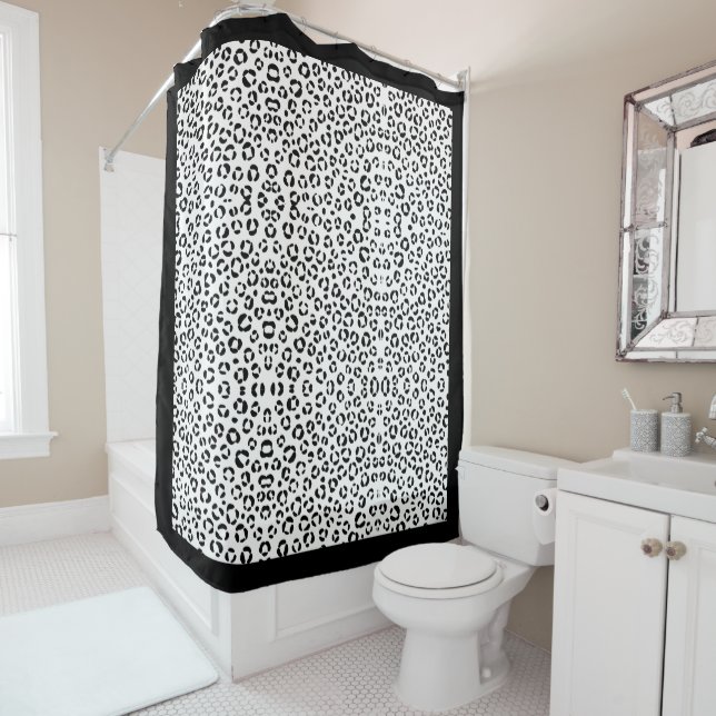 Rideaux De Douche Impression d'animaux noir & blanc (En situation)
