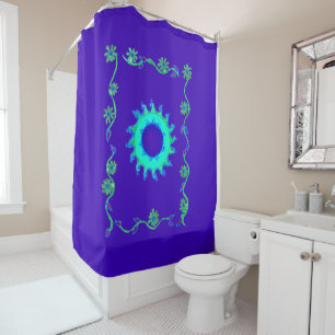 Rideaux De Douche Impression d'art de couleur iridescente bleu cyan 
