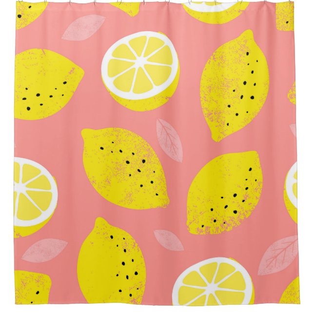 Rideaux De Douche Impression de citron, motif d'été brillant et tran (Devant)