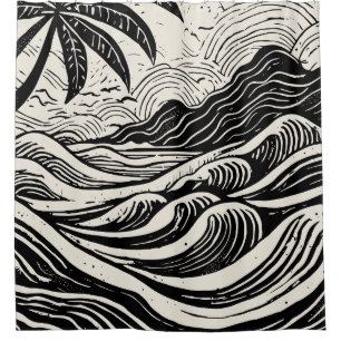 Rideaux De Douche Impression de lithographie des îles tropicales