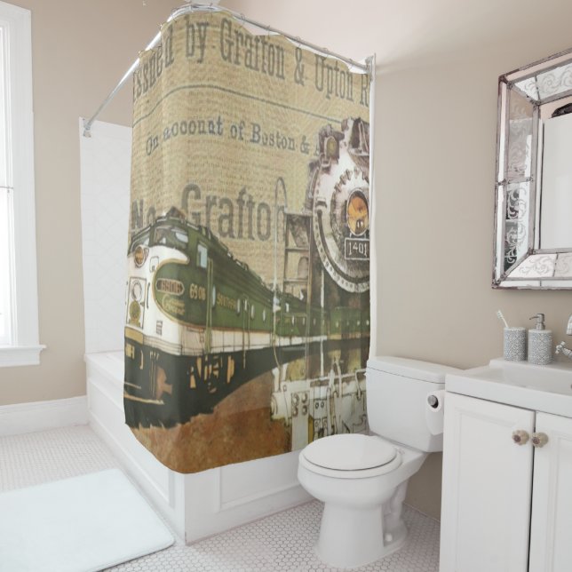 Rideaux De Douche Impression de train vintage (En situation)