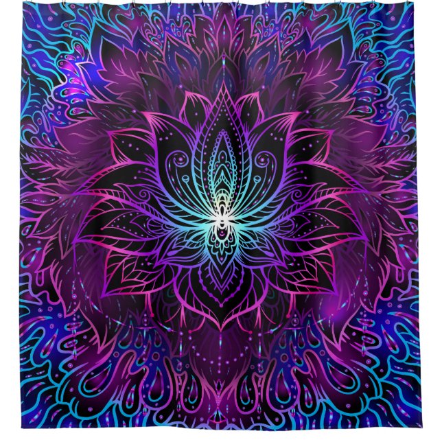 Rideaux De Douche Impression du boho de fleur Neon Lotus (Devant)
