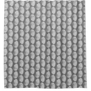Rideaux De Douche Impression, gris et blanc des blocs de coquilles d