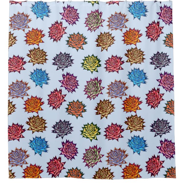 Rideaux De Douche Impression Rose pointillée, Modèle Floral Moderne (Devant)