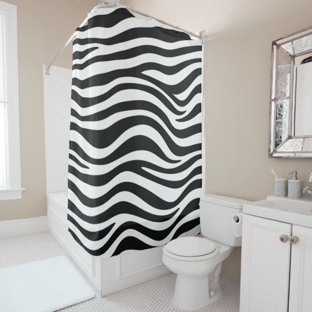 Rideaux De Douche Impression Zebra (En situation)