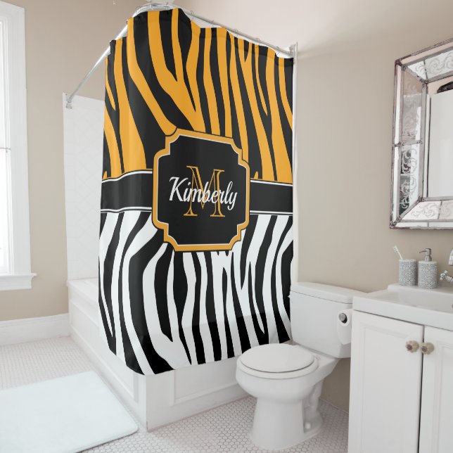 Rideaux De Douche Impression Zebra (En situation)