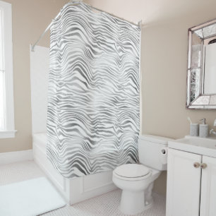 Rideaux De Douche Impression Zèbre blanc argenté