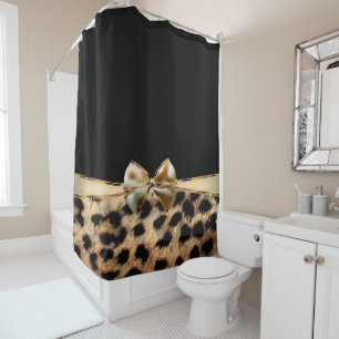 Rideaux De Douche Imprimé animal noir et or léopard guépard