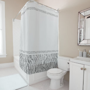 Rideaux De Douche Imprimé animalier sauvage zèbre argenté blanc Exot