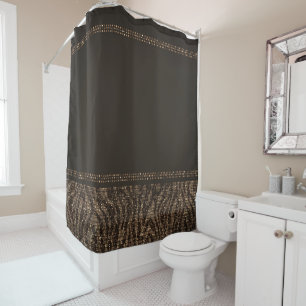 Rideaux De Douche Imprimé animalier sauvage zèbre marron et or Exoti