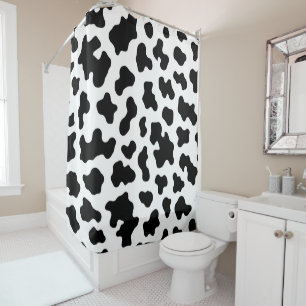 Rideaux De Douche Imprimé cuir de vache noir et blanc