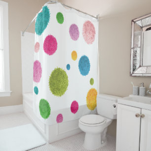 Rideaux De Douche Imprimé de pompons colorés féminins