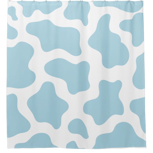 Rideaux De Douche imprimé de vache bleu pastel kawaii (Devant)