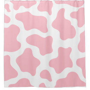 Rideaux De Douche imprimé de vache rose pastel kawaii