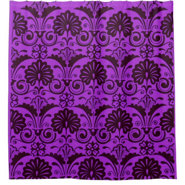 Rideaux De Douche imprimé éventails violets et frondes (Devant)
