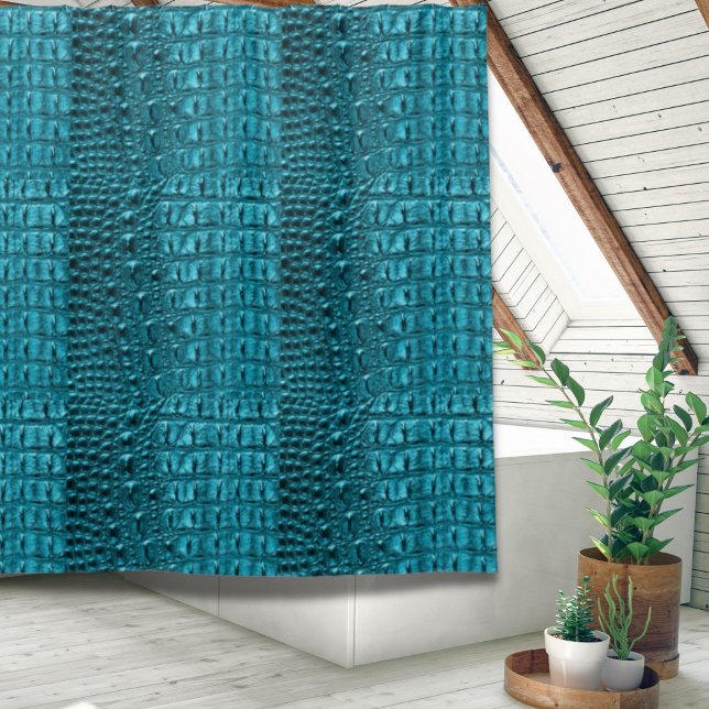 Rideaux De Douche imprimé turquoise turquoise aqua bleu alligator te (trendy teal turquoise aqua blue alligator print shower curtain)