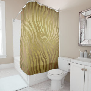 Rideaux De Douche Imprimé Zèbre Bronze Doré Safari Jungle Glamour