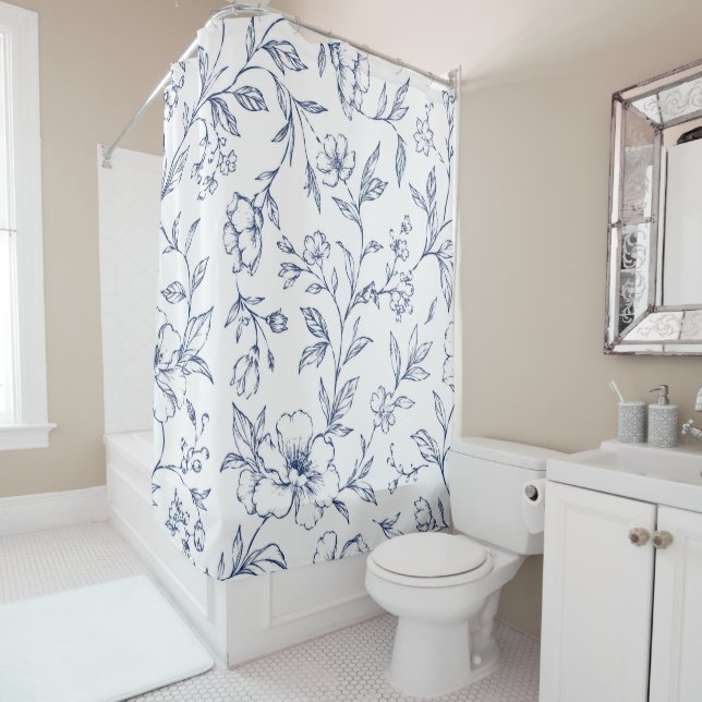 Rideaux De Douche Indigo en fleurs (En situation)