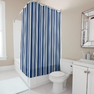 Rideaux De Douche Indigo mélangé moderne et rayures blanches