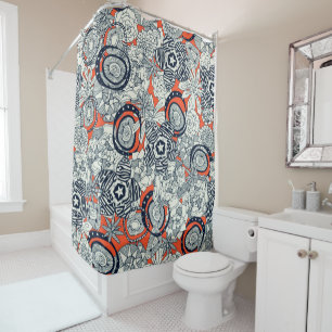 Rideaux De Douche indigo orange succulent