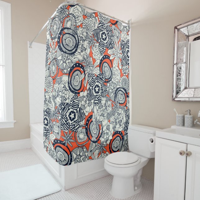 Rideaux De Douche indigo orange succulent (En situation)
