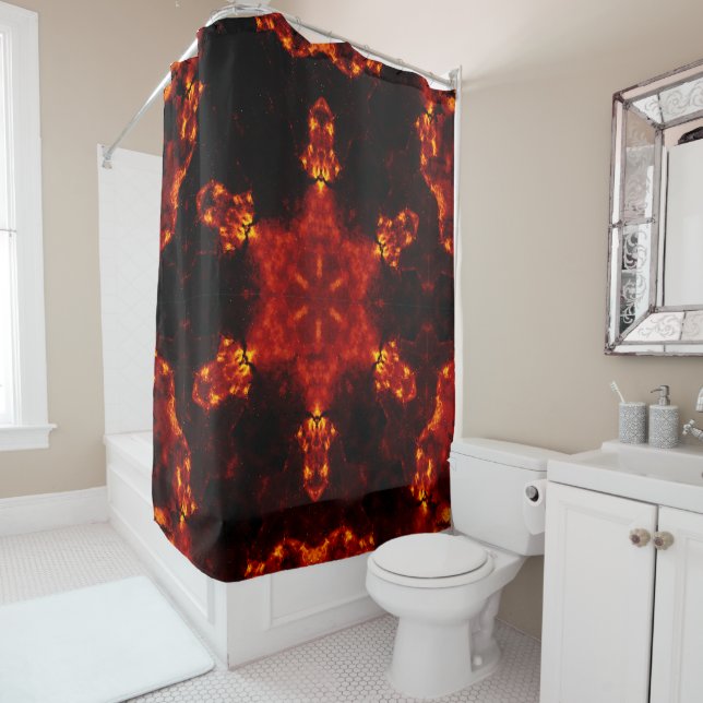 Rideaux De Douche Inferno Nexus - Fiery Kaleidoscope Art (En situation)