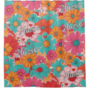 Rideaux De Douche Infirmière Colorée Motif Floral (1)
