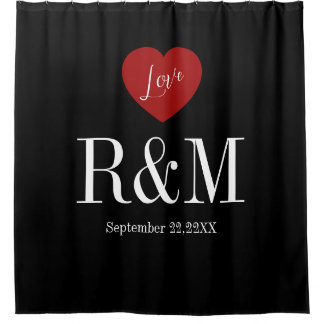 Rideaux De Douche Initiales de monogramme de couple de mariage d'ann