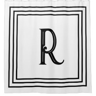 Rideaux De Douche Initiales de monogramme noir blanc décoratif scrip