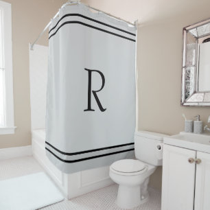 Rideaux De Douche Initiales de monogramme Nom personnalisé Rayures n