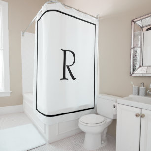 Rideaux De Douche Initiales Monogrammes Nom personnalisé Noir Blanc