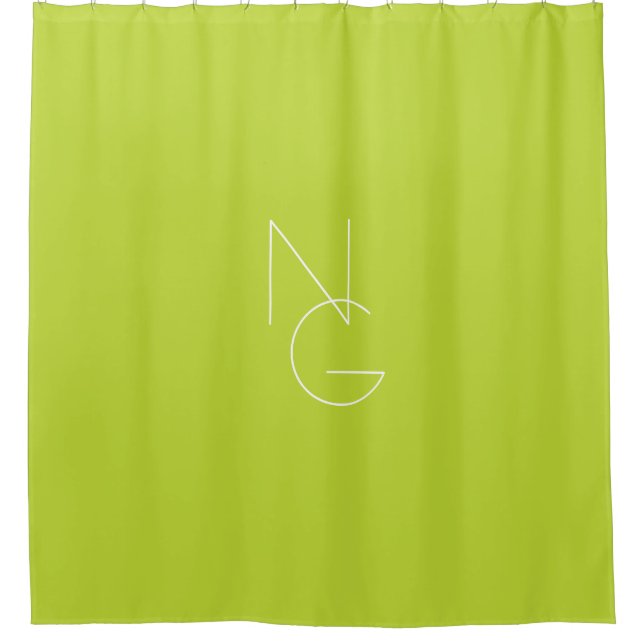 Rideaux De Douche Initiales superposées Modernes 2 | Vert Citron (Devant)