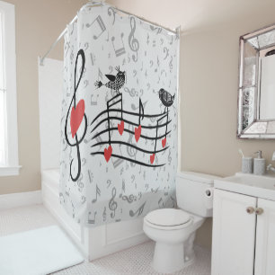 Rideaux De Douche Inséparables de musique sur Grey Notes musicales