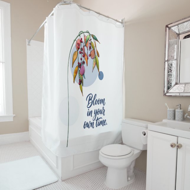 Rideaux De Douche Inspiration florale avec des baies (En situation)