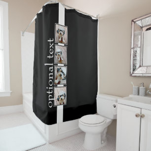 Rideaux De Douche Instagram Photo Collage 4 Carré noir blanc