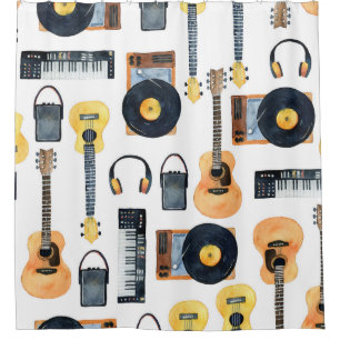 Rideaux De Douche Instruments de musique : aquarelle transparente