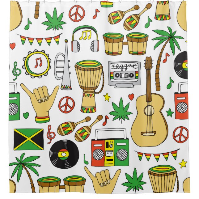 Rideaux De Douche Instruments de musique motif sans faille. Reggae (Devant)