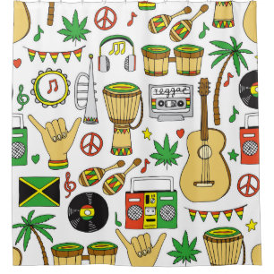 Rideaux De Douche Instruments de musique : Reggae Arrière - plan san