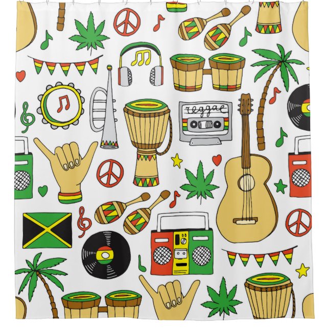 Rideaux De Douche Instruments de musique : Reggae Arrière - plan san (Devant)