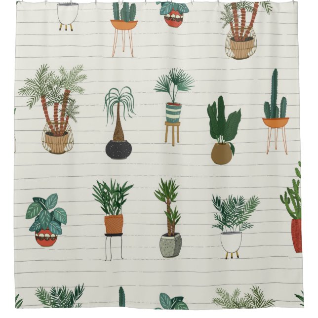 Rideaux De Douche intérieur accueil plantes couture main dessinée mo (Devant)