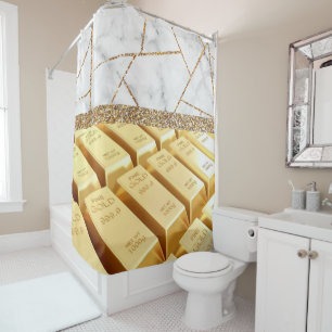 Rideaux De Douche Intérieur en or fin de luxe Marbre Paillettes