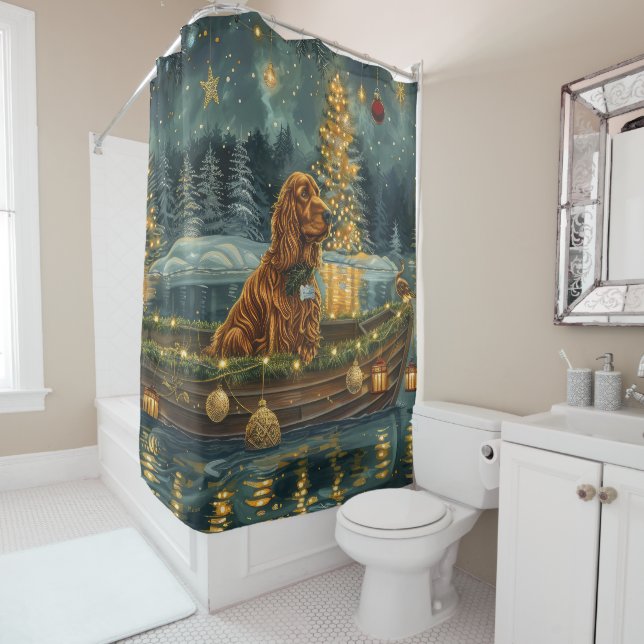 Rideaux De Douche Irish Red Setter Christmas Festive Voyage (En situation)