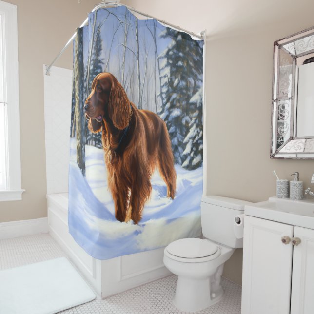 Rideaux De Douche Irish Setter Let It Neige Christmas (En situation)